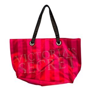 Victoria's Secret Pink Bling Vintage Tote Bag Rhinestones Pink